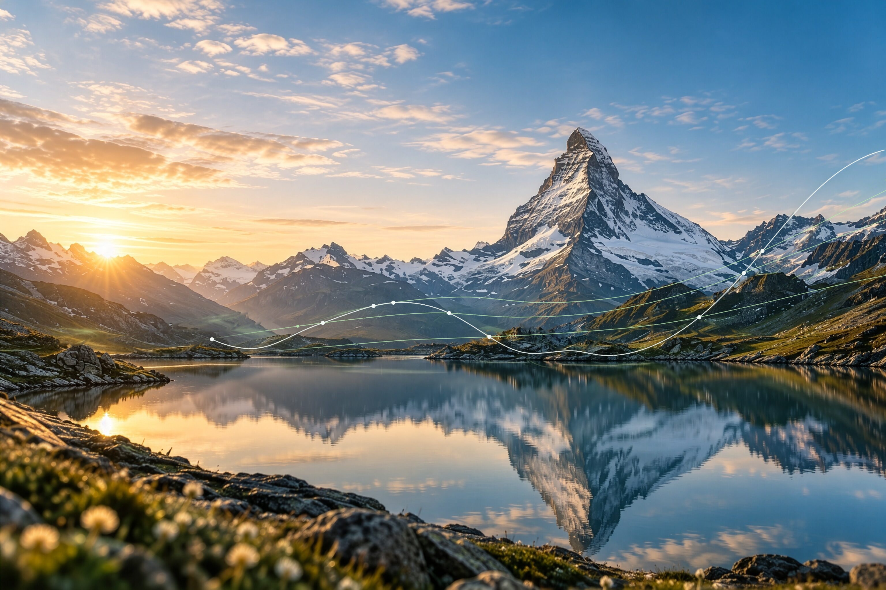 Schweizer Alpen bei Sonnenaufgang